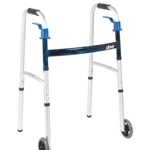 Drive Medical Deluxe Trigger Release Folding Walker with 5″ Wheels