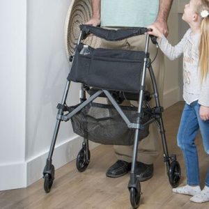 Stander Wonder Rollator Plus, Lightweight Folding Mobility Rolling-Walker, EZ Fold-N-Go-Rollator for Seniors and Adults, 6-inch Wheels, Locking Brakes and Padded Seat with Backrest
