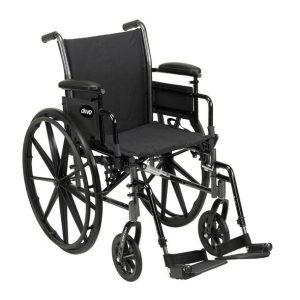 Drive Medical K318DFA-ELR Cruiser III Lightweight Folding Wheelchair with Flip Back Detachable Full Arms and Elevating Leg Rest (Black, 18 Inch, 39lbs)