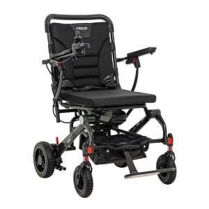 Pride Mobility Jazzy Carbon Power Chair - Electric Wheelchair for Adults, 300 Lbs Weight Capacity, 12 Ah Battery, Black, 17"x17" Black Foam Seat