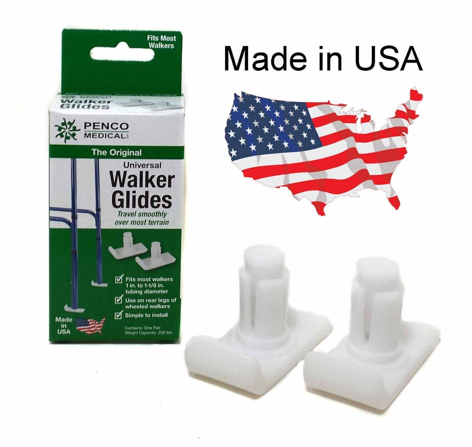 Penco Walker Ski Glides Universal, White