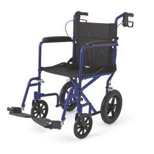 Medline Basic Aluminum Transport Chair 12in Blue 1Ct